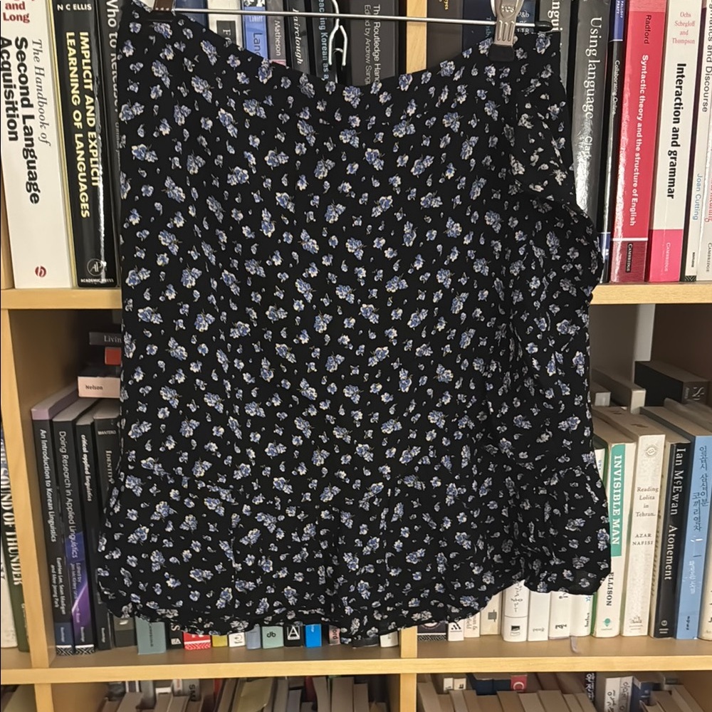 Madewell Black and Blue Floral A-Line Skirt